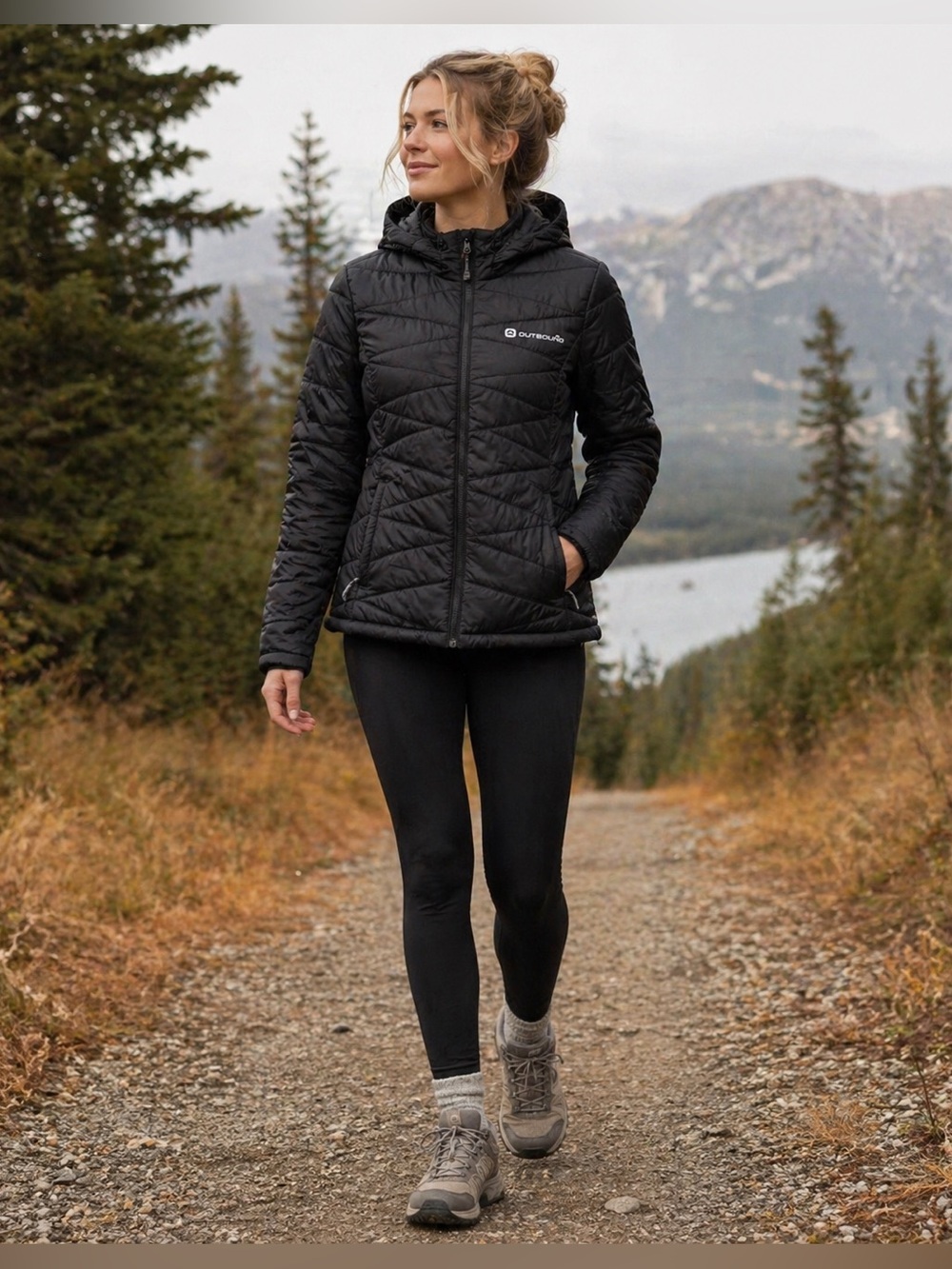 Outbound Lola Women’s Insulated Hooded Puffer Jacket - Black (Size XS)